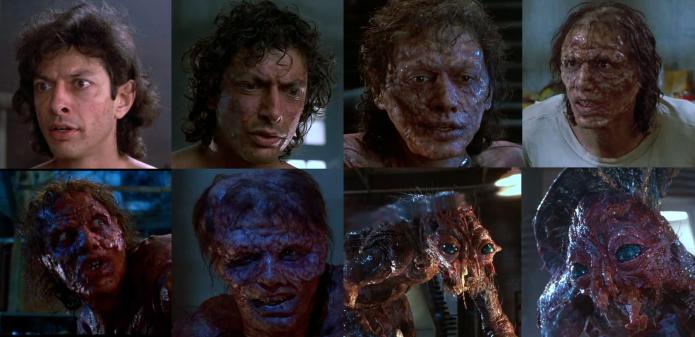 A transformação de Jeff Goldblum  na mosca de 1986.